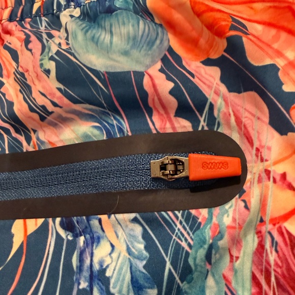 NWOT Swims Bari Jellyfish Swim Shorts Men's Medium Blue Elastic Drawstring Waist - Picture 12 of 14